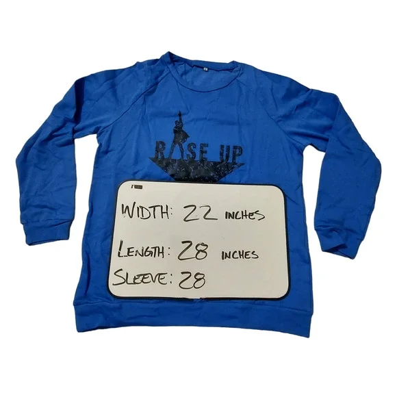 Hamilton Sweater Womens XL Rise Up Star Blue Pullover Crew Neck - Picture 4 of 4